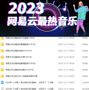 2023热门音乐汇总合集，网易云评论最高音乐榜TOP100-素材资源网