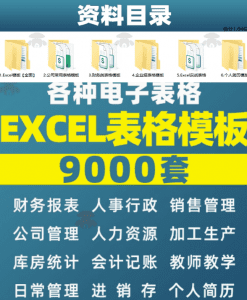 超全Excel模版系列—9000+套excel模型合集+个人简历素材-素材资源网