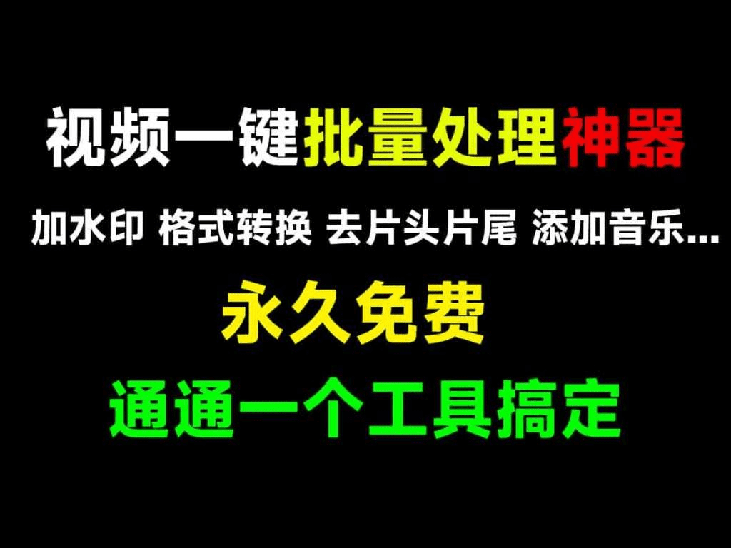 全免费视频批量处理工具！支持批量加水印、批量加片头，格式批量转换，视频转图片、批量合并等-素材资源网
