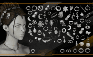 90款水晶首饰钻石项链3D模型，含戒指耳环项链吊坠基础白模带UV-素材资源网