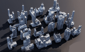 建筑科幻基地建筑3D模型，20款科幻城市模块化建筑3D模型-素材资源网
