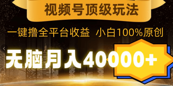 无脑月入40000+，一键撸平台收益，纯小白也能100%原创 - 素材资源网-素材资源网