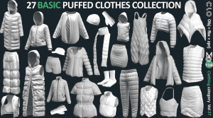 27件时尚女性羽绒棉服大衣夹克帽子等服装3d模型合集，多款格式含贴图-素材资源网
