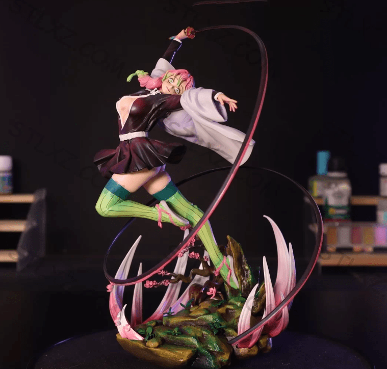 甘露寺蜜璃《鬼灭之刃》动漫角色雕刻手办3D打印模型，3D独立手办模型-素材资源网