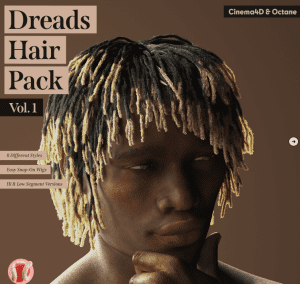 8种不同样式发型长发卷发造型,杀马特卷发发型3D模型 Dreads Hair Pack(Vol 2)-素材资源网