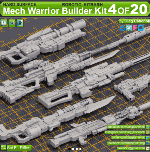 科幻武器机械步枪3D模型，24支科幻步枪3D模型白膜3D模型素材-素材资源网