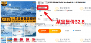 某宝售价32.8元视频素材，58款古风雪景绝美视频素材，精选雪景风景素材-素材资源网