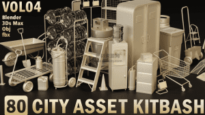 80套日常生活工具3D模型，含支架储物柜等，多种格式 白膜3D素材-素材资源网