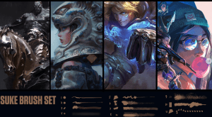 售价2.39美元!A站大神SUKE的11款实用笔刷角色概念设计海报概念PS笔刷-素材资源网