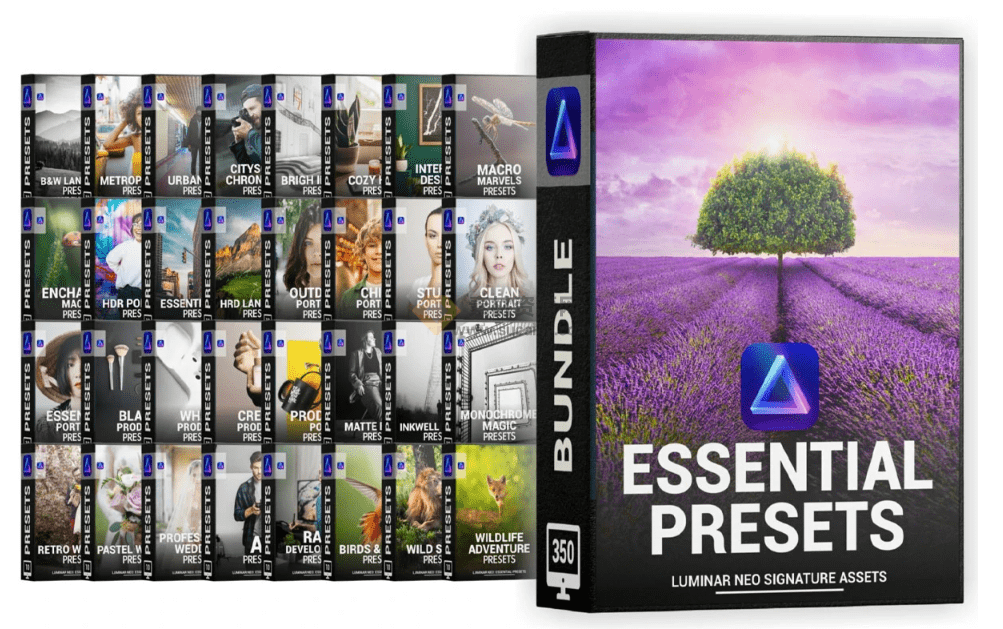 某宝售价12.9元，Luminar NEO 40套400+基础预设包素材合集，内置风景人像复古婚礼等预设-素材资源网