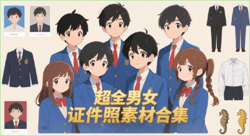 超全男女证件照素材合集!共计700款PSD证件照服装,高清无水印,影楼及自用高质量素材修图素材-素材资源网