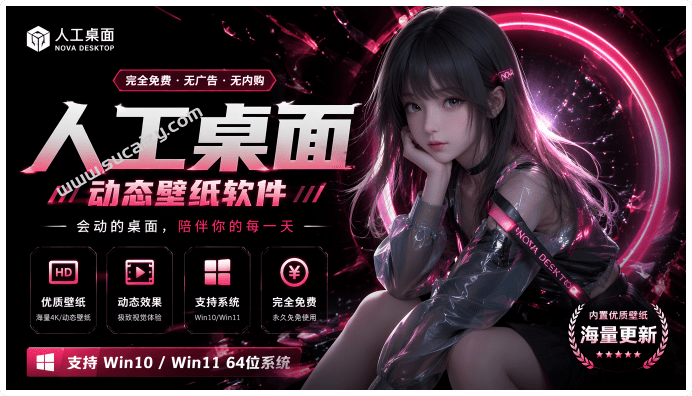 Windows动态壁纸软件来了！完全无内购免费，系统桌面美化壁纸，游戏动态壁纸，米哈游出品 鹿鸣人工桌面-素材资源网