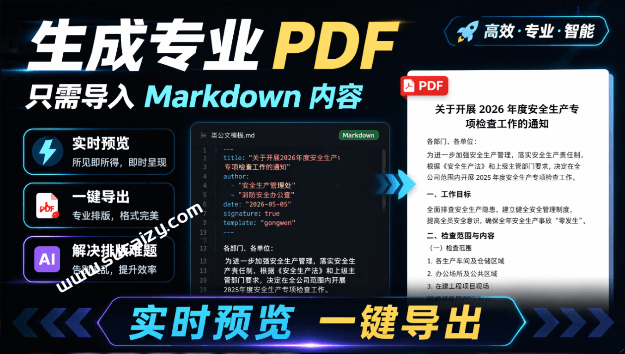 只需导入 Markdown 内容，实时预览一键导出专业 PDF！轻松解决AI生成内容排版问题 Presto-素材资源网