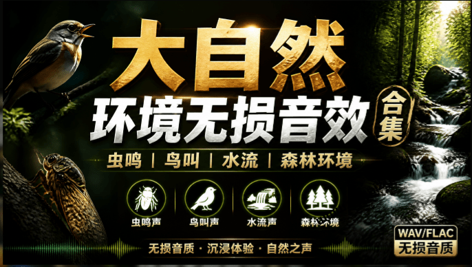 宝藏级音效合集！103+种大自然无损环境音效，虫鸣鸟叫水流森林环境无损音效素材，全部音效已汉化-素材资源网