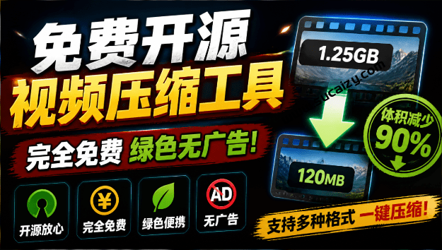 Github开源视频压缩瘦身工具，轻松压缩90%，并保持画质清晰，完全免费绿色无广告！VideoSlim-素材资源网