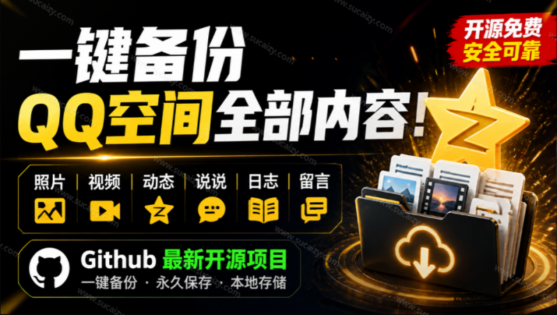 一键将你QQ空间全部内容备份下来！照片/视频/动态信息全存本地，Github最新开源项目 QzoneArchive-素材资源网