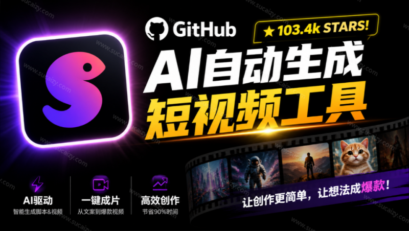 Github上 103.4k stars 项目!AI自动生成短视频工具,输入主题即可生成文案配音字幕 MoneyPrinterTurbo-素材资源网