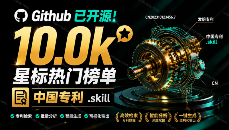Github已开源！10.0k 星标热门榜单，专利点挖掘、交底书与申请文件编写，免费使用 中国专利.skill-素材资源网