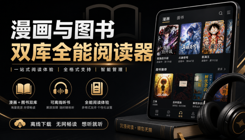 Github开源工具!支持漫画与图书双库的全能阅读软件,内置六类朗读引擎,可离线听书 Cmbok-素材资源网