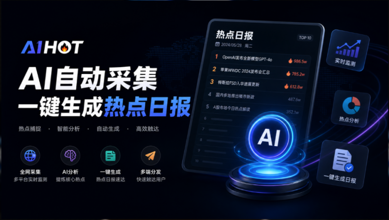 Github热门开源项目！开源行业热点站框架，支持自动采集、AI精选并自动产出各行业日报的 AIHOT-素材资源网