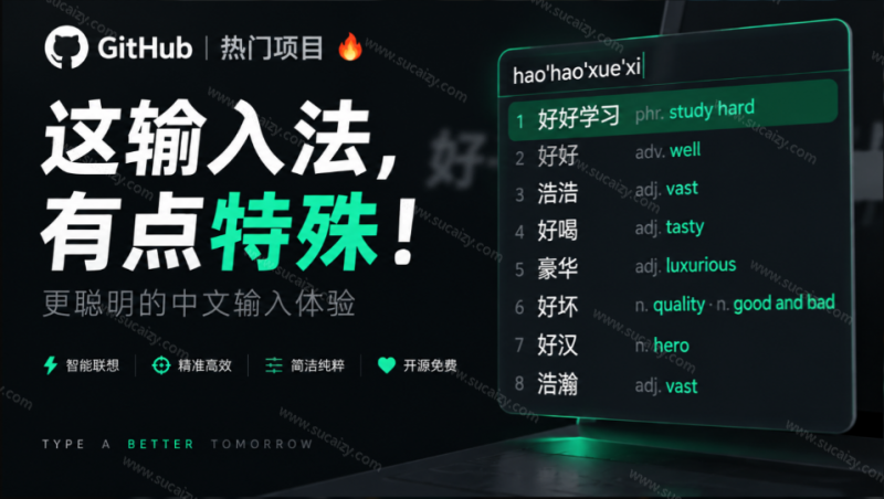 GitHub 上 4.9k stars的国产输入法，开发者怎么会如此有创意！一边打字边记单词，太厉害了 青简输入法-素材资源网